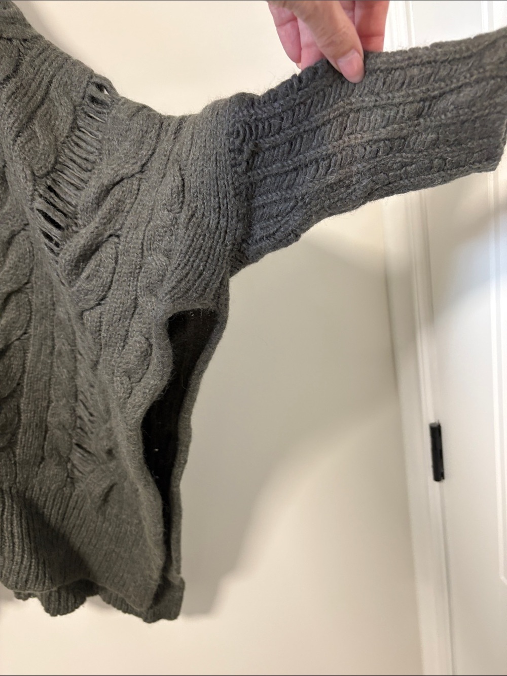 All Saints Gray Cable Knit Poncho - Picture 2 of 6